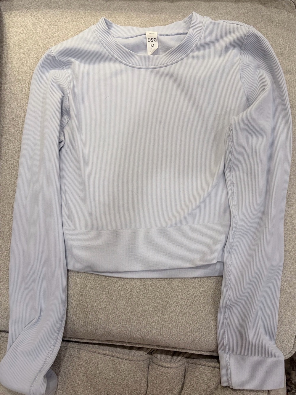 DSG Light Blue Ribbed Crop Long-Sleeve Top